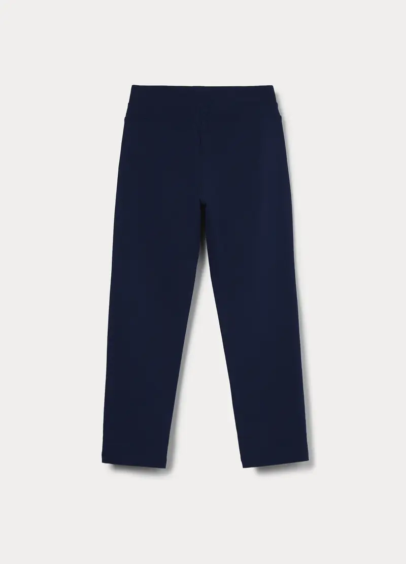 Treggings In French Terry Di Cotone Stretch Bambina, Blu scuro miniatura 2