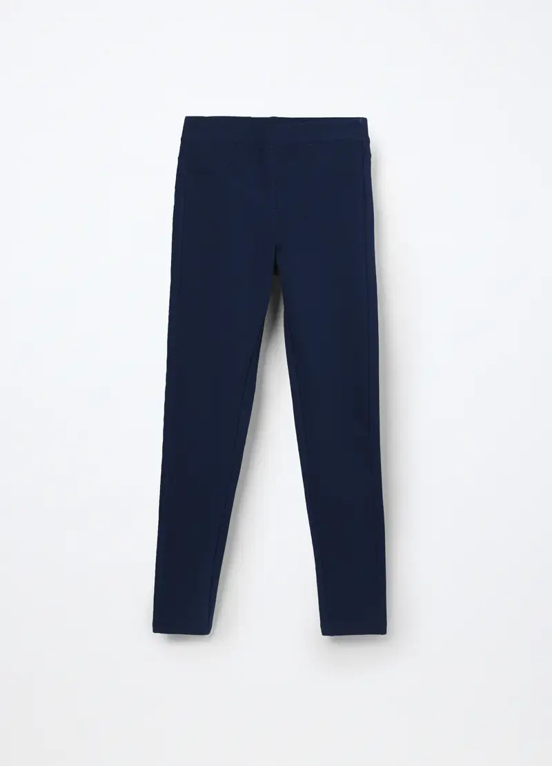 Blukids, Treggings In French Terry Di Cotone Stretch Bambina, Blu scuro, Taglia: 3-4