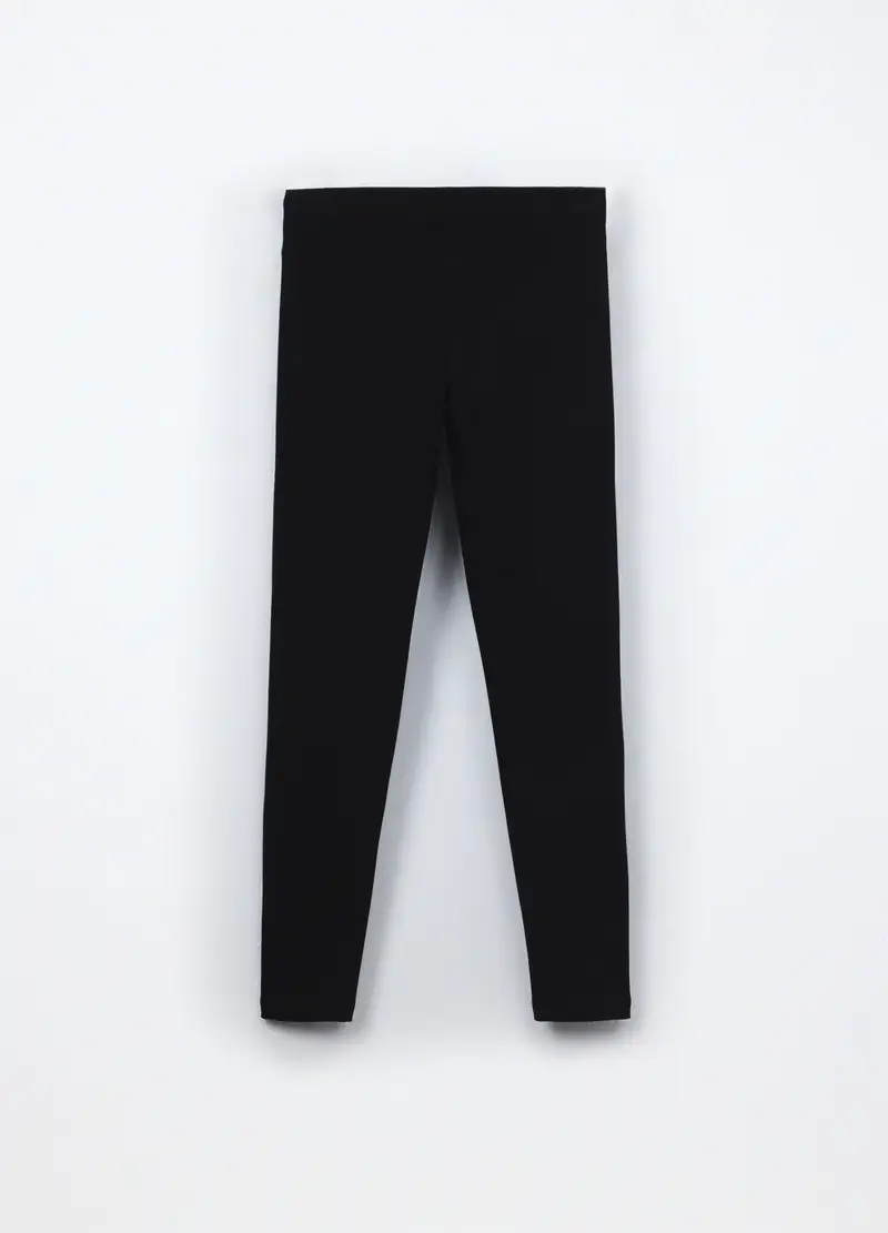 Treggings In French Terry Di Cotone Stretch Bambina, Nero miniatura 2