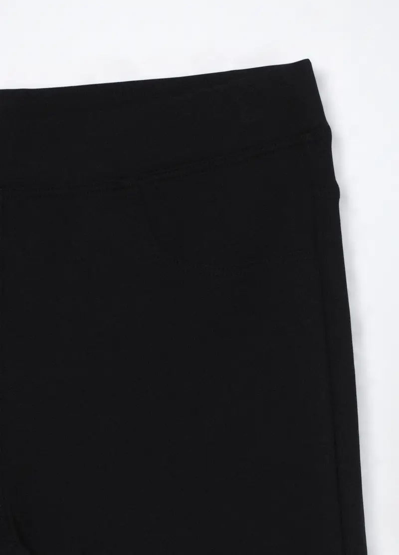 Treggings In French Terry Di Cotone Stretch Bambina, Nero miniatura 3