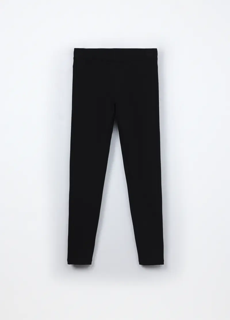 Treggings In French Terry Di Cotone Stretch Bambina, Nero