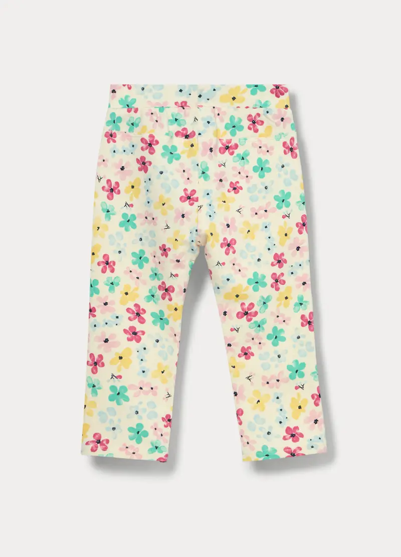 Treggings In French Terry Di Cotone Stretch Bimba, Bambina, Bianco miniatura 2