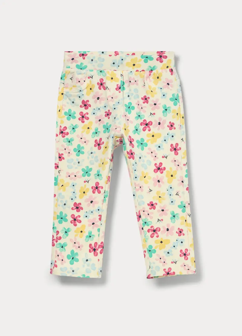 Treggings In French Terry Di Cotone Stretch Bimba, Bambina, Bianco