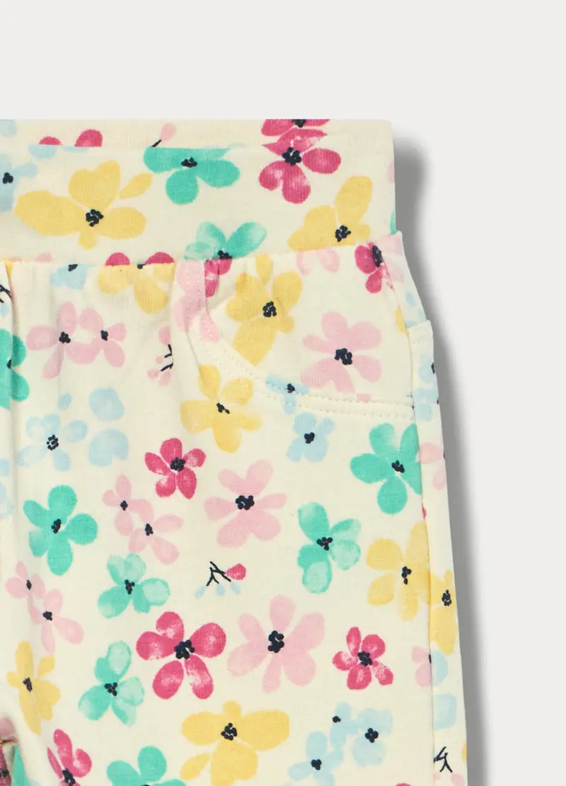 Treggings In French Terry Di Cotone Stretch Bimba, Bambina, Bianco miniatura 3