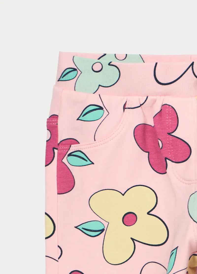 Treggings In French Terry Di Cotone Stretch Bimba, Bambina, Rosa pastello miniatura 3