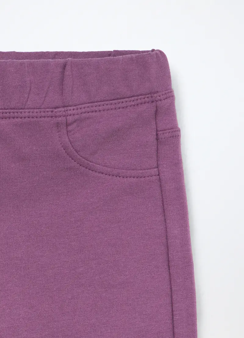 Treggings In French Terry Di Cotone Stretch Neonata, Bambina, Viola malva miniatura 3