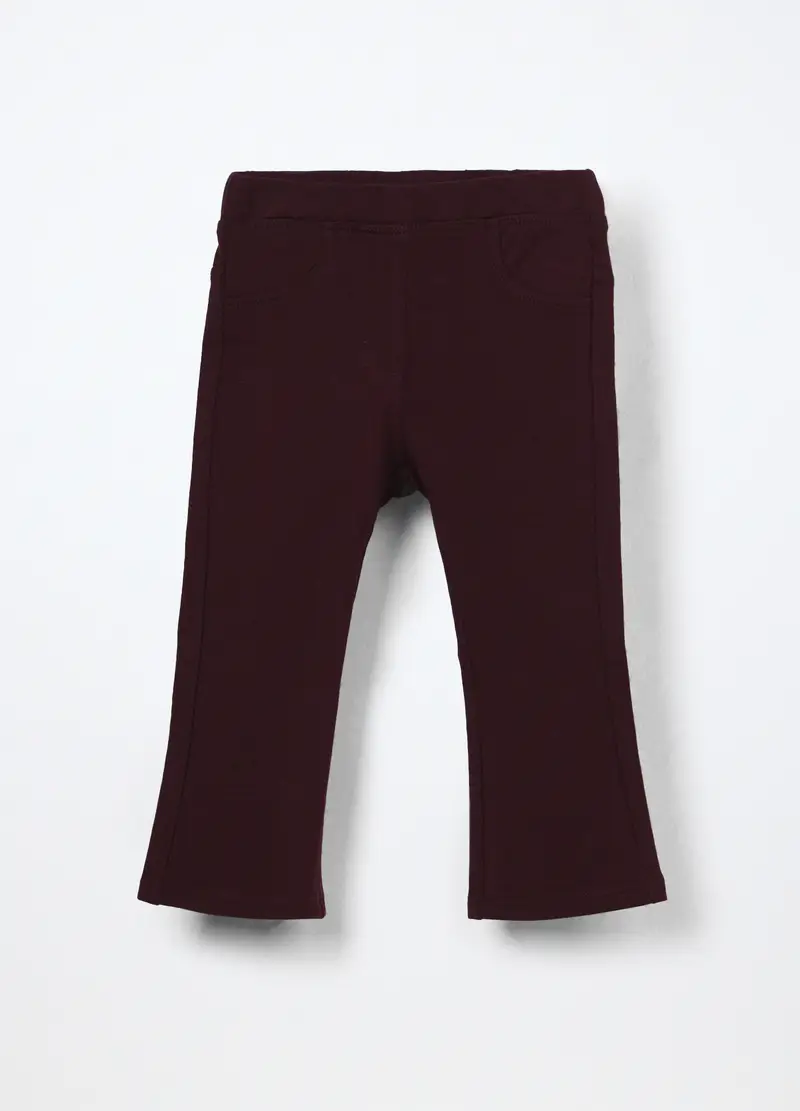 Treggings In French Terry Di Cotone Stretch Neonata, Bambina, Viola scuro