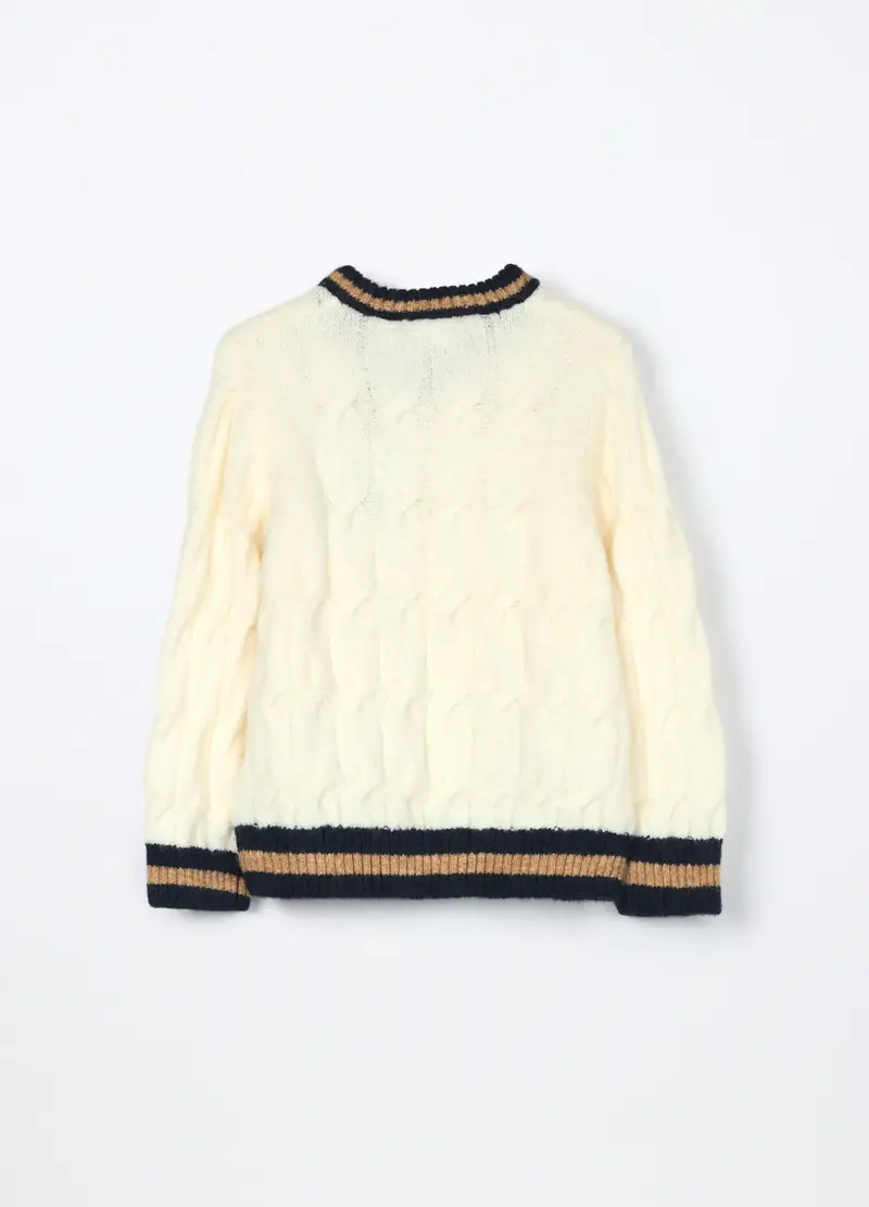 Tricot A Treccia Neonato, Bambino, Bianco panna miniatura 2