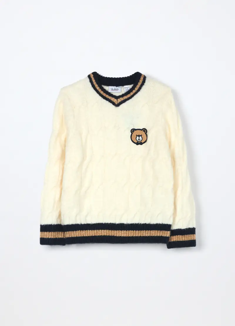 Tricot A Treccia Neonato, Bambino, Bianco panna