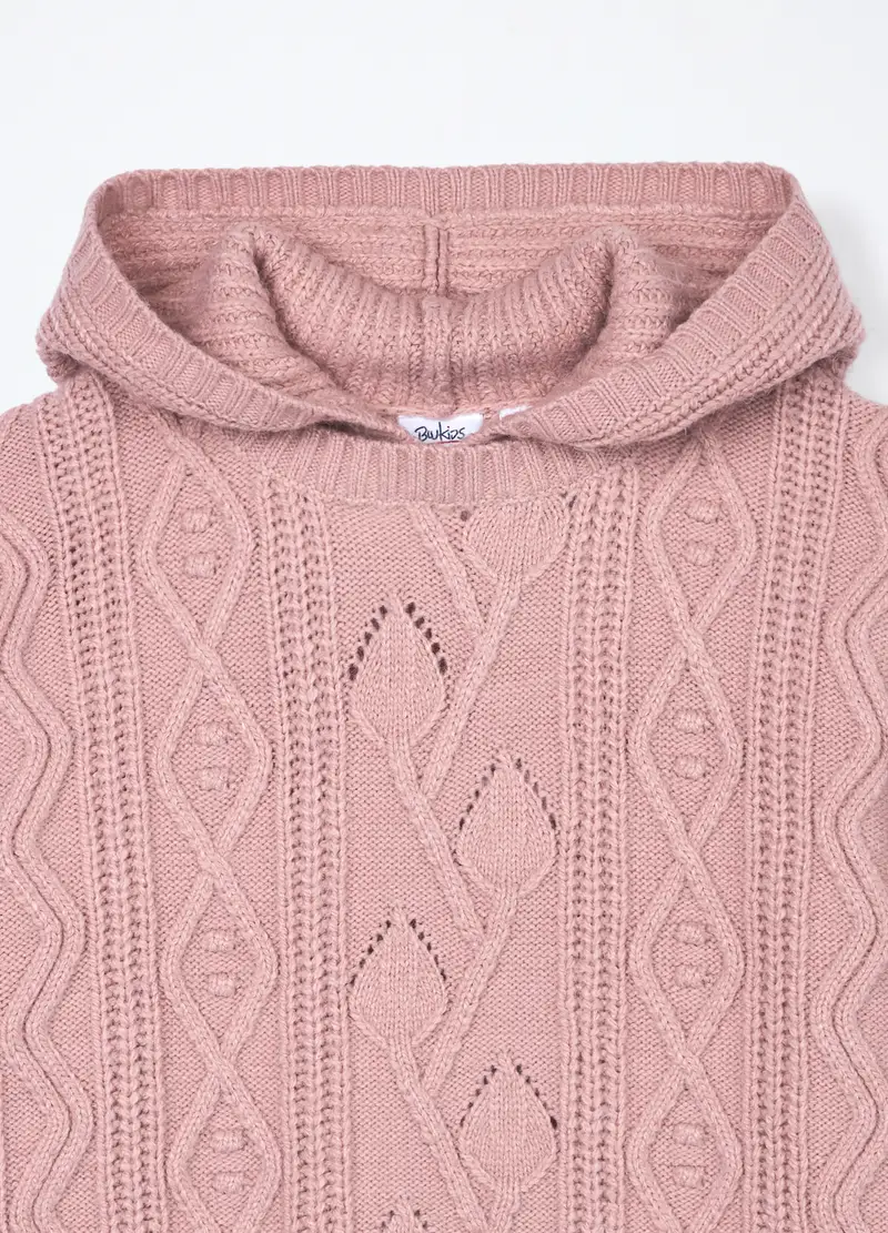 Tricot Con Cappuccio Ragazza, Bambina, Rosa chiaro miniatura 3
