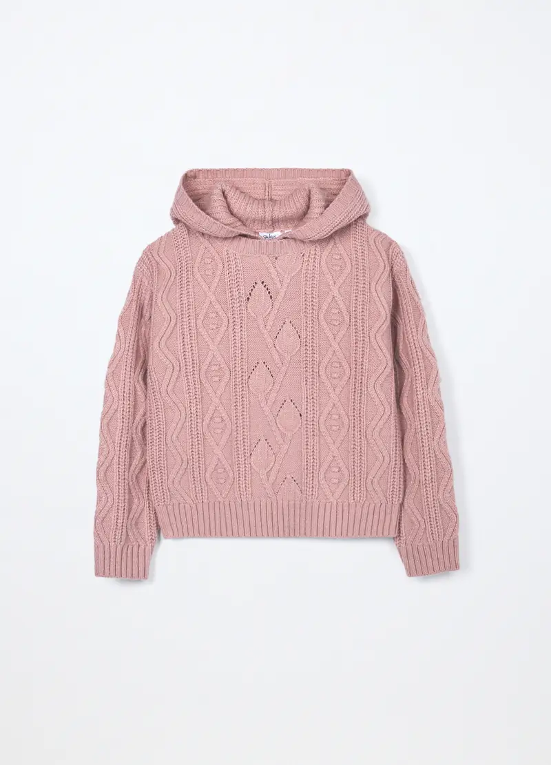 Tricot Con Cappuccio Ragazza, Bambina, Rosa chiaro
