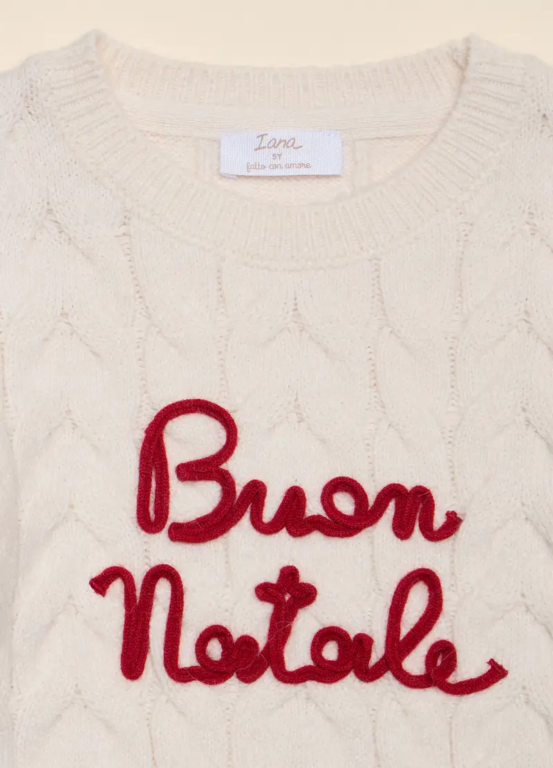 Tricot Con Lavorazione A Treccia, Bambina, Bianco gesso miniatura 2