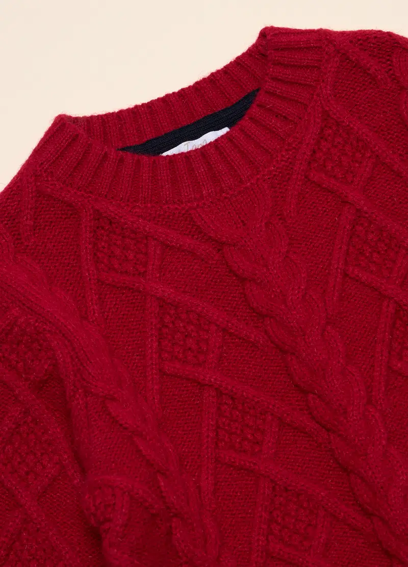 Tricot Con Lavorazione A Treccia, Bambino, Rosso aragosta miniatura 2