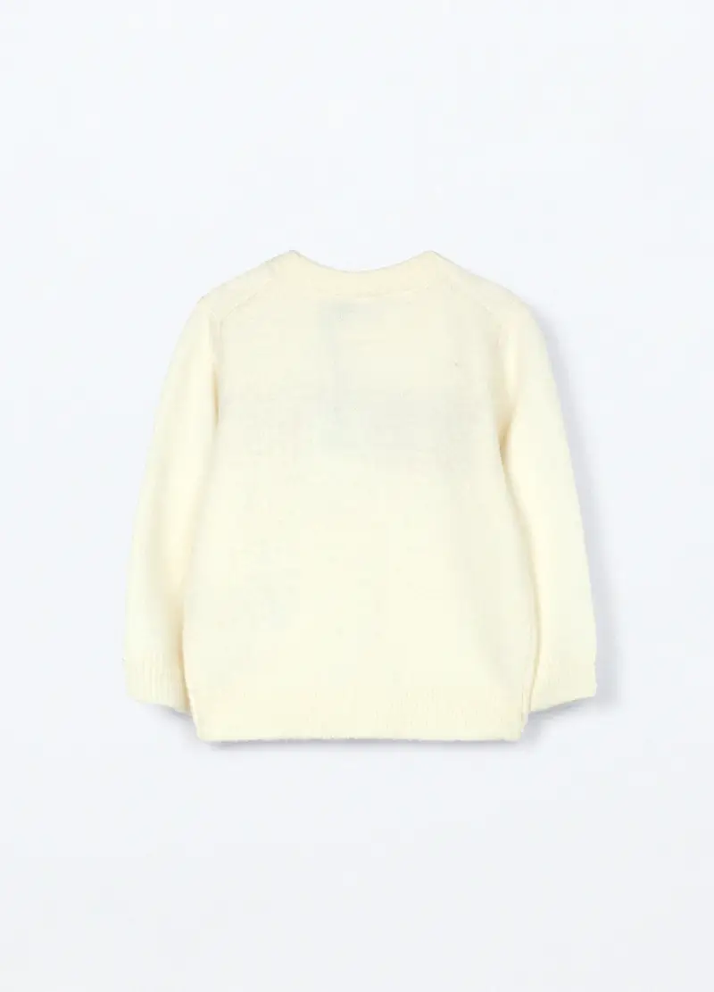 Tricot Con Lavorazione Jacquard Neonata, Bambina, Bianco panna miniatura 2