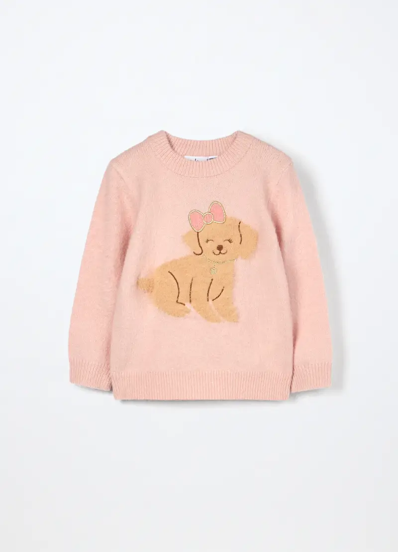 Tricot Con Lavorazione Jacquard Neonata, Bambina, Rosa chiaro