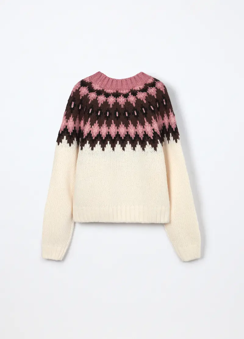 Tricot Con Lavorazione Jaquard Ragazza, Bambina, Bianco/Rosa miniatura 2