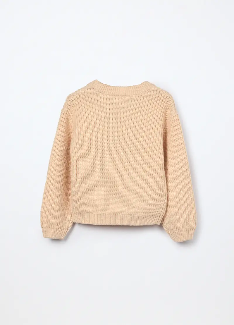 Tricot Con Paillettes Bambina, Beige miniatura 2