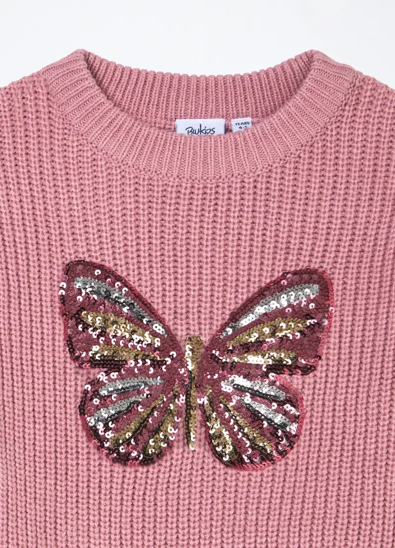 Tricot Con Paillettes Bambina, Rosa scuro miniatura 3