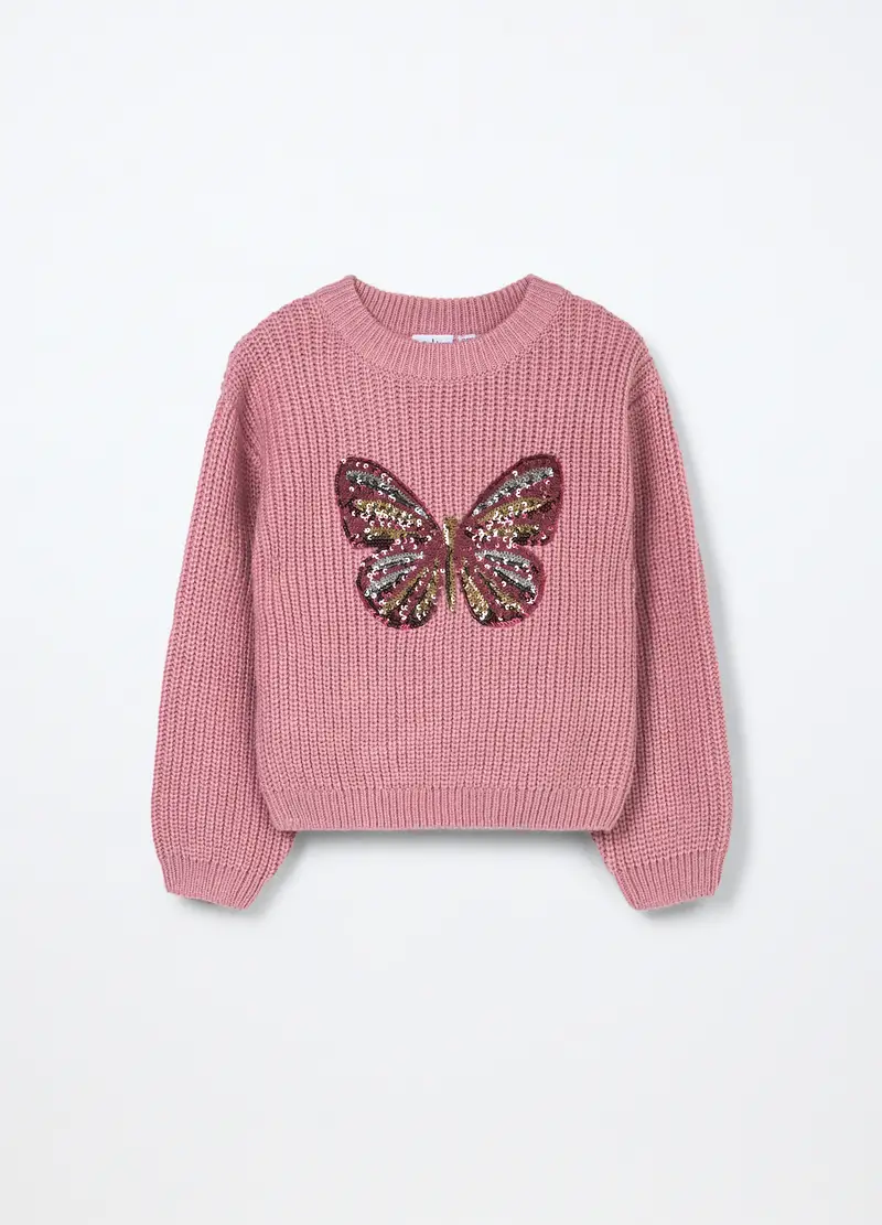 Tricot Con Paillettes Bambina, Rosa scuro