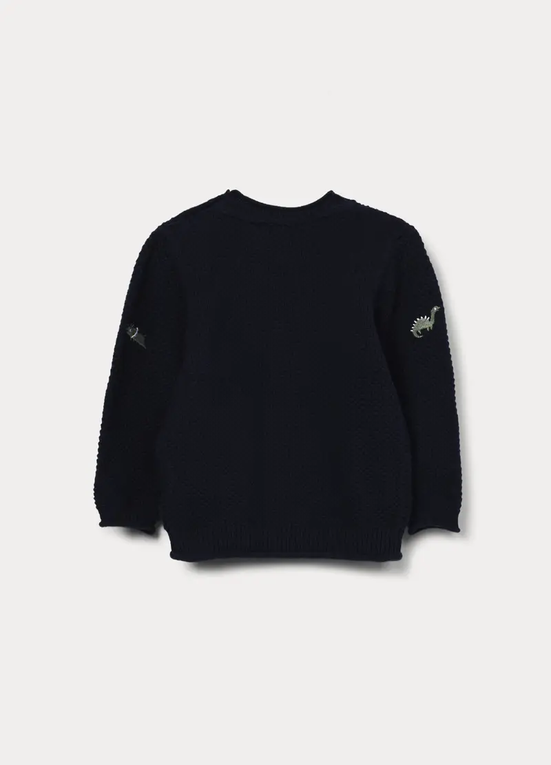 Tricot Girocollo In Puro Cotone Bimbo, Bambino, Blu scuro miniatura 2