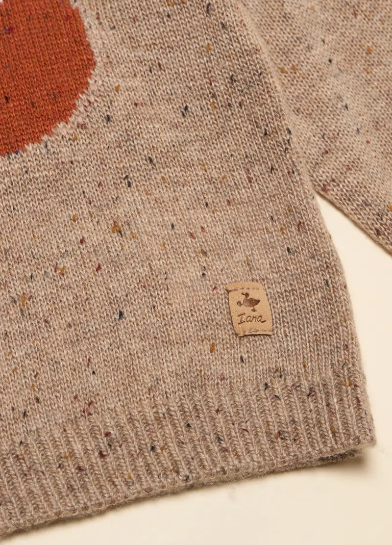 Tricot Girocollo Misto Cotone, Neonato, Beige chiaro miniatura 2