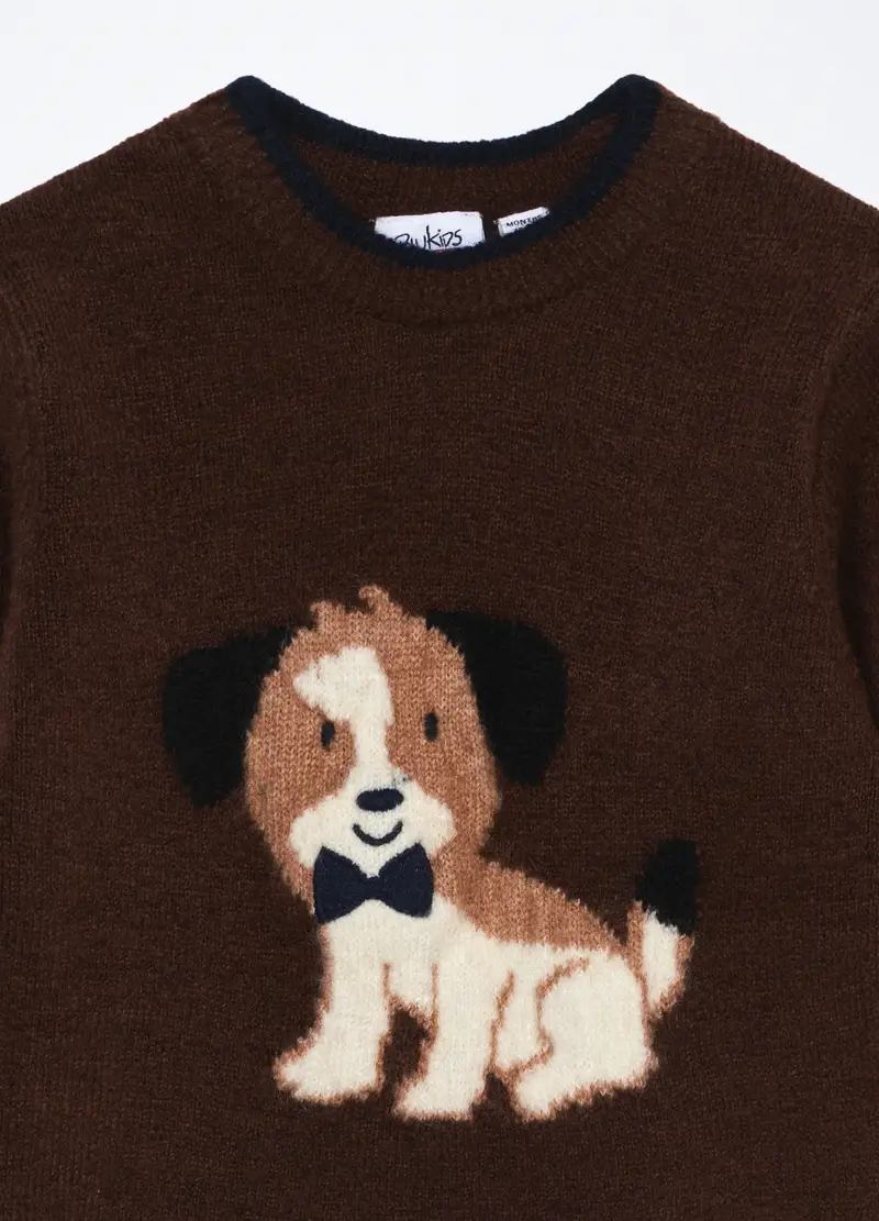 Tricot Jacquard Neonato, Bambino, Marrone cioccolato miniatura 3