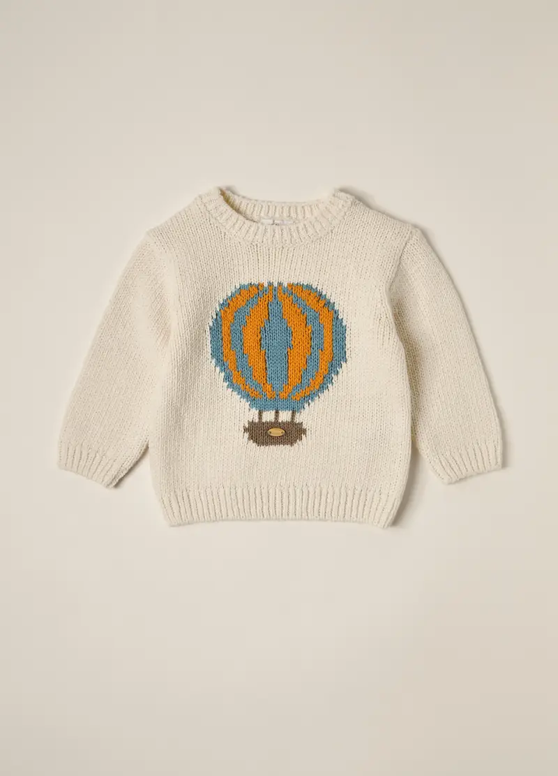 Tricot Misto Cotone Iana Neonato, Bianco panna