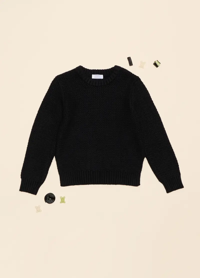 Tricot Misto Viscosa, Bambina, Nero