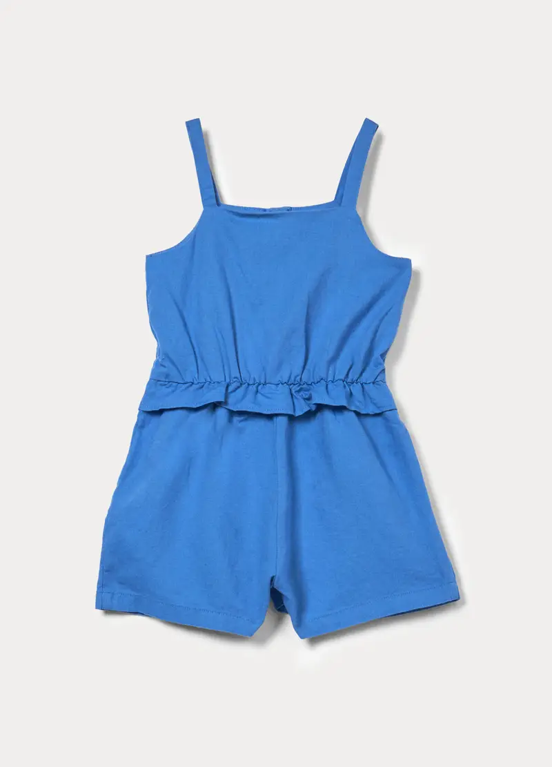 Tuta Misto Lino Bambina, Azzurro turchese miniatura 2