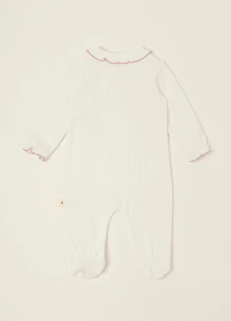 Tutina Bianca In Cotone Organico, Neonata, Beige miniatura 2