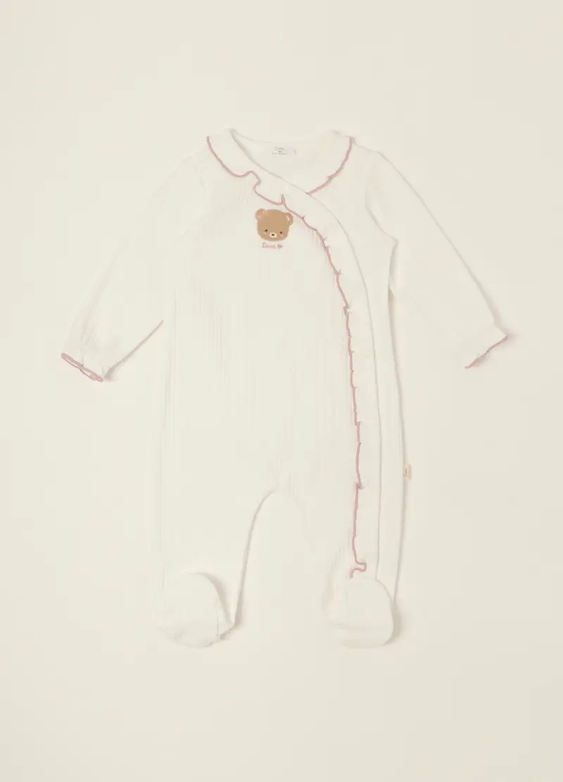 Tutina Bianca In Cotone Organico, Neonata, Beige