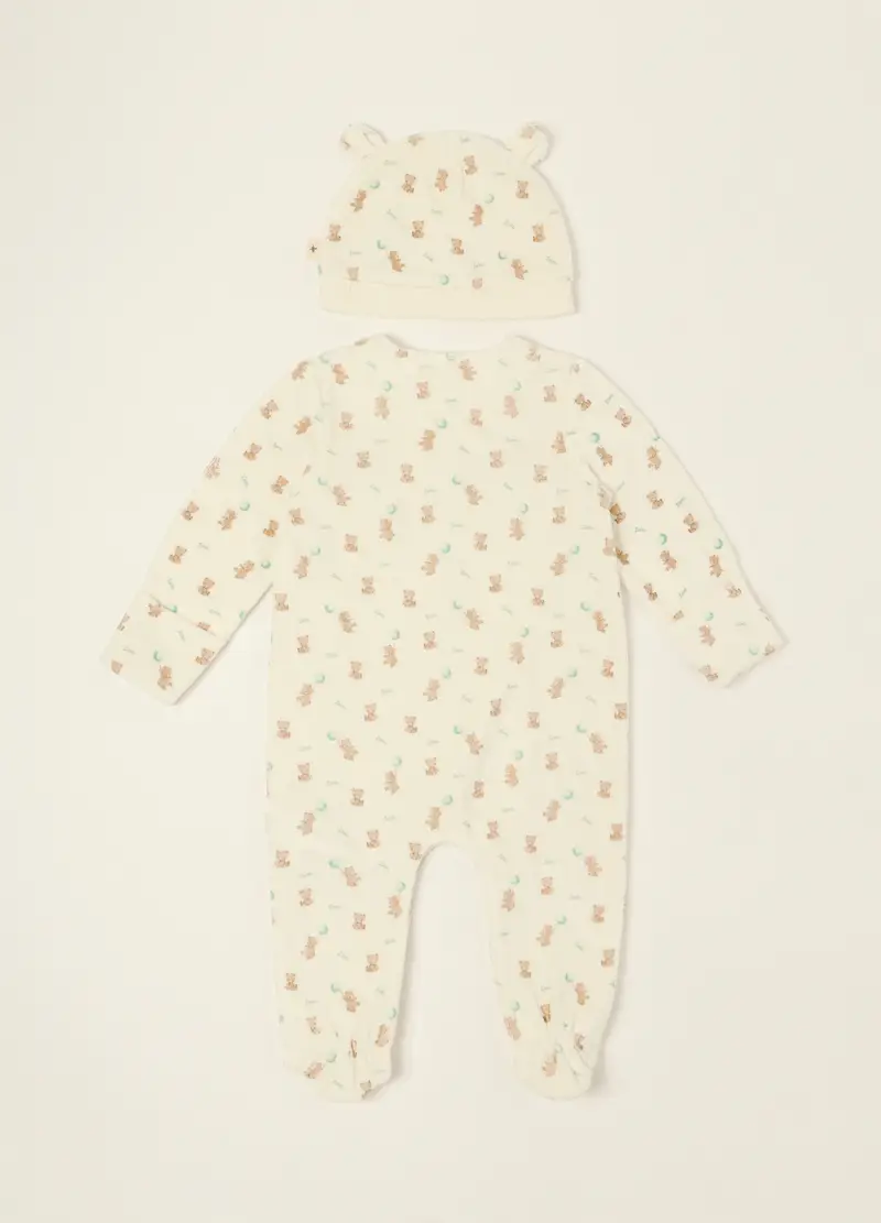 Tutina Bianca Per Neonati Con Stampa Orsetti, Neonato, Beige miniatura 2