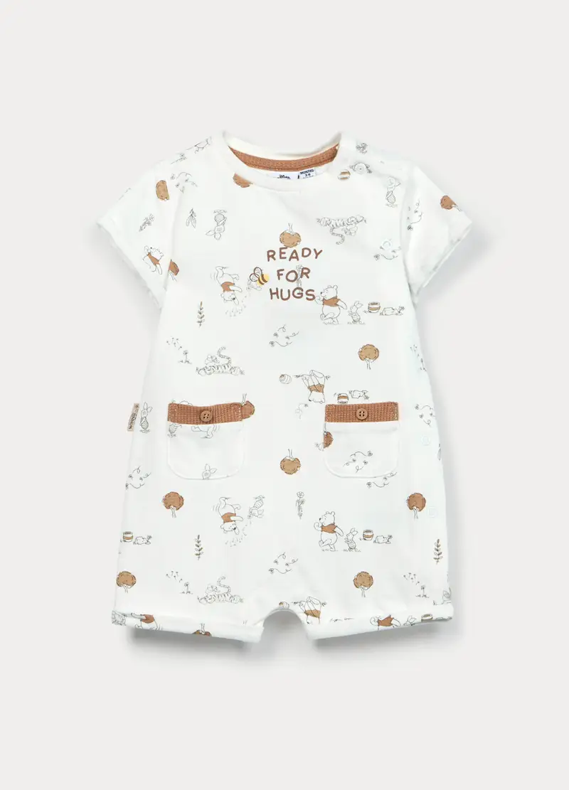 Tutina Corta Disney In Jersey Di Cotone Stretch Neonato, Bianco