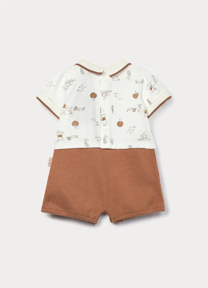 Tutina Corta Disney In Jersey Di Misto Cotone Neonato, Marrone chiaro miniatura 2