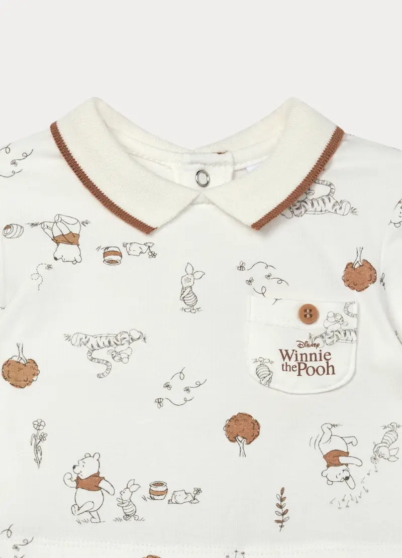 Tutina Corta Disney In Jersey Di Misto Cotone Neonato, Marrone chiaro miniatura 3