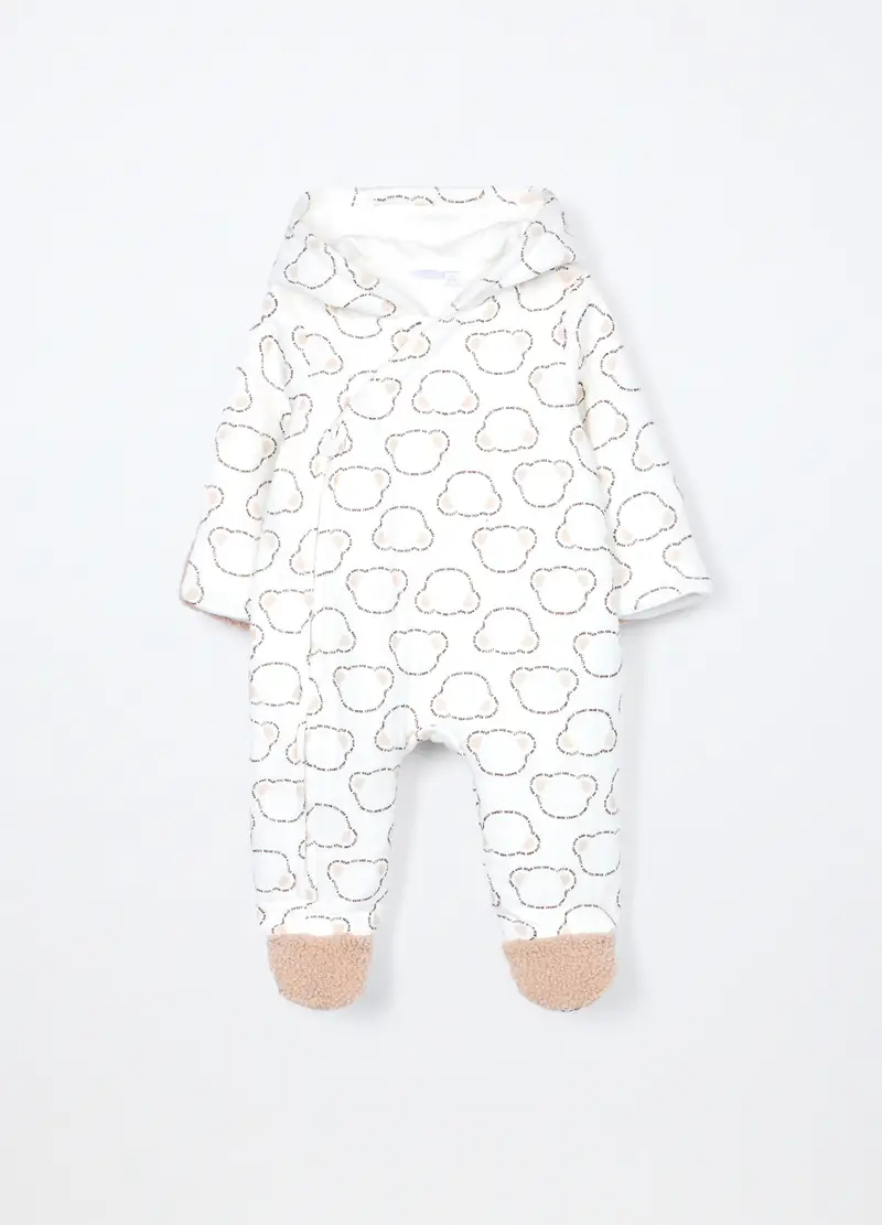 Tutina Imbottita Con Cappuccio Neonato, Unisex, Bianco