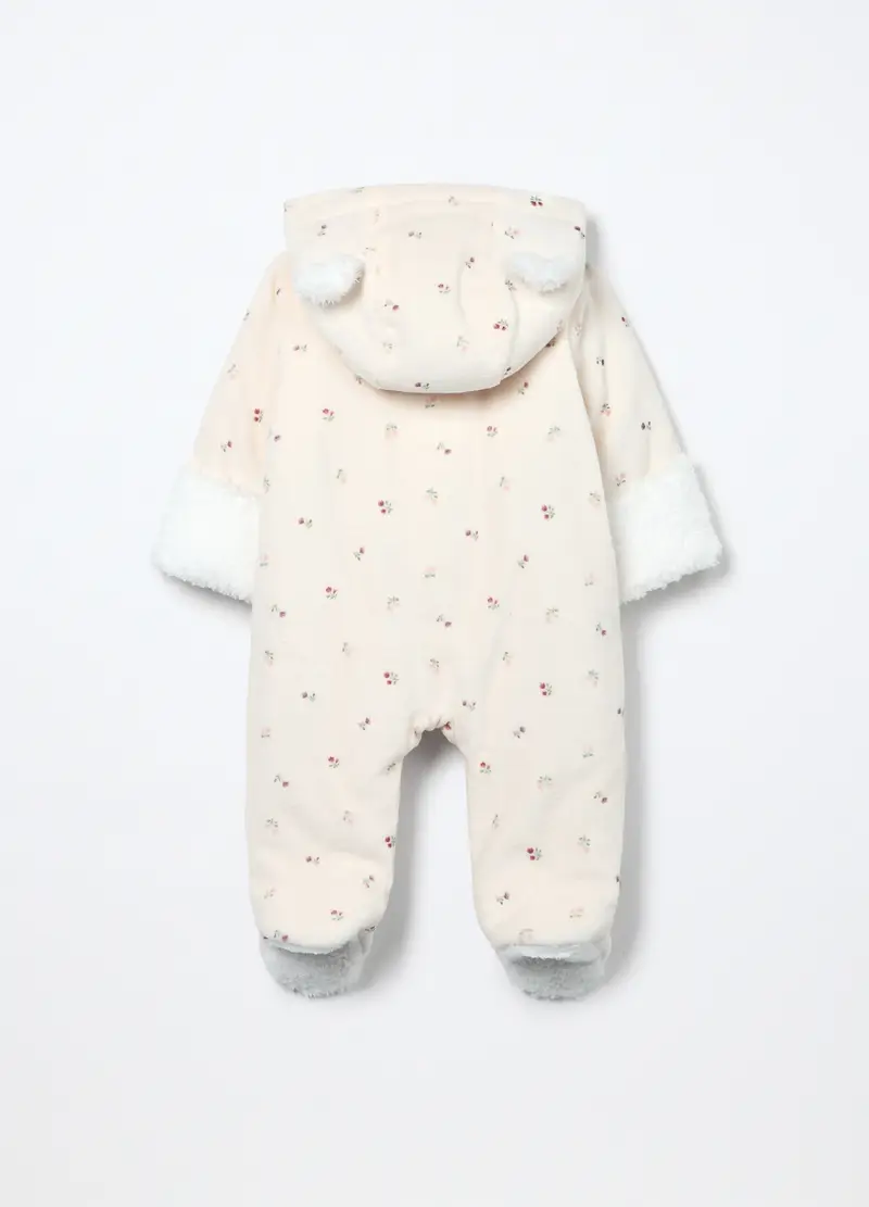 Tutina Imbottita Velour Neonata, Bianco miniatura 2