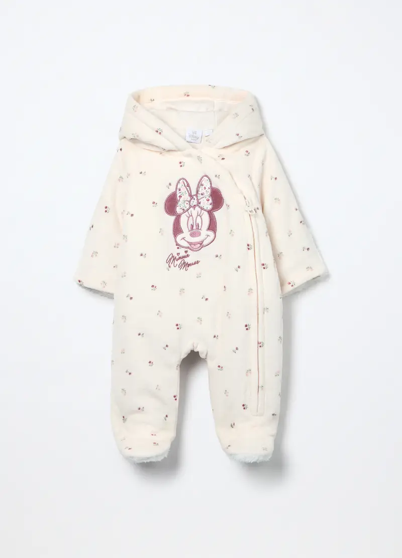 Tutina Imbottita Velour Neonata, Bianco