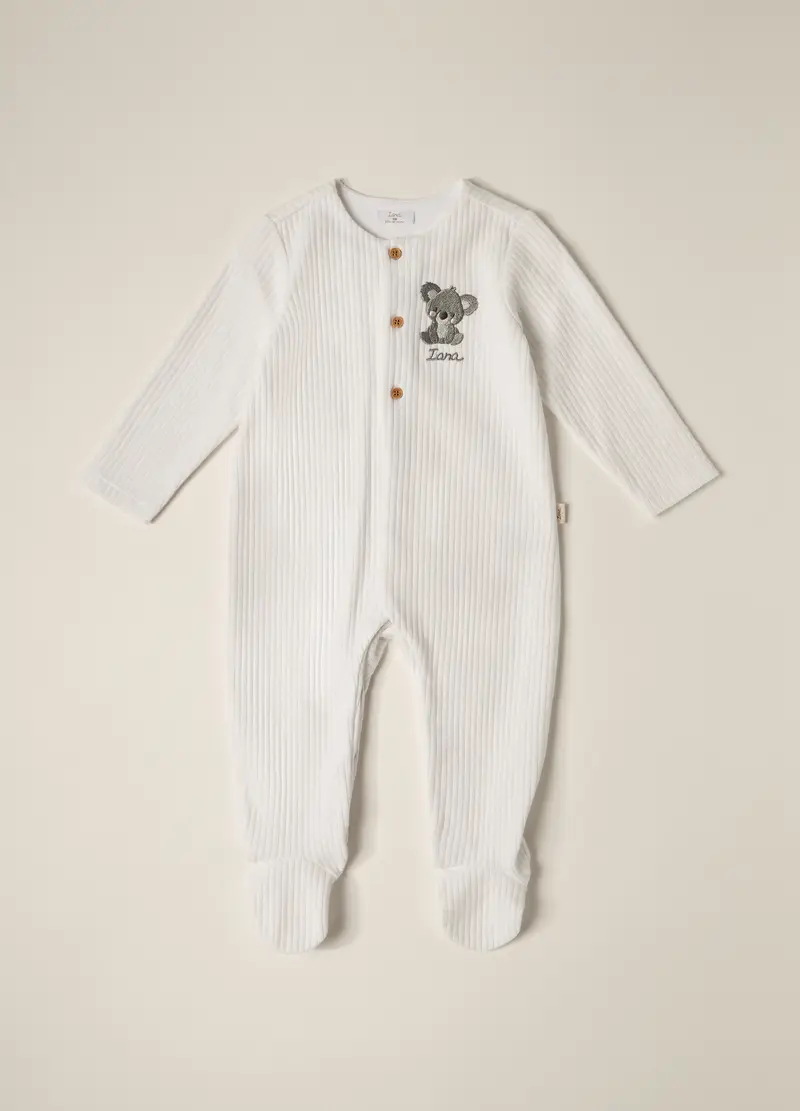 Blukids, Tutina In Costina Di Puro Cotone Iana Neonato, Bianco gesso, Taglia: 1