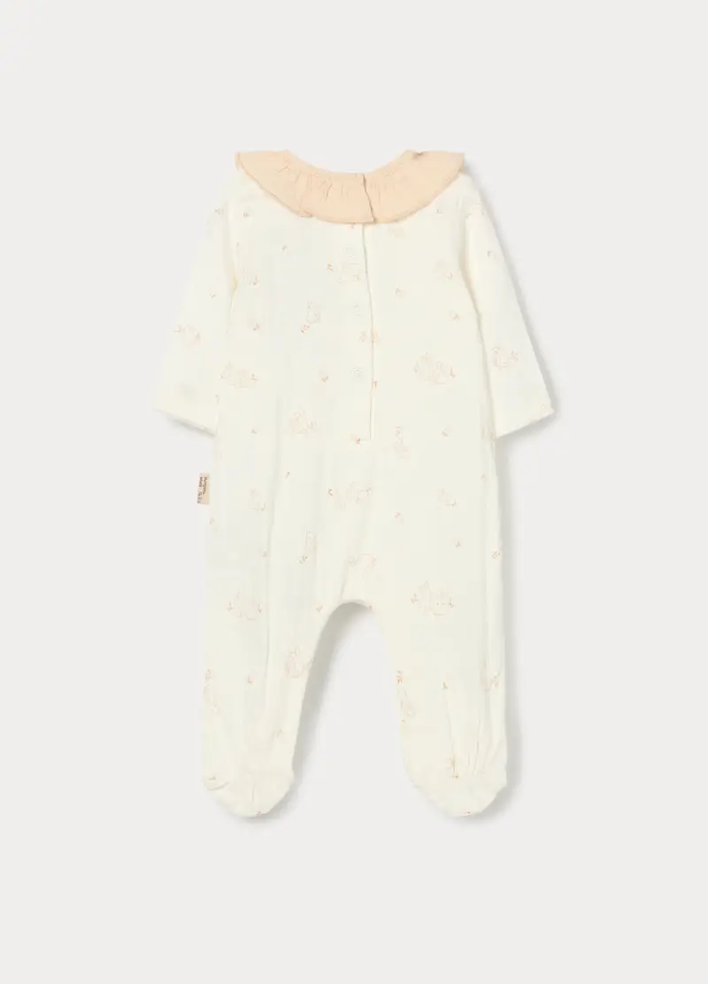 Tutina In Cotone Misto Viscosa Di Bamboo Neonata, Bianco miniatura 2