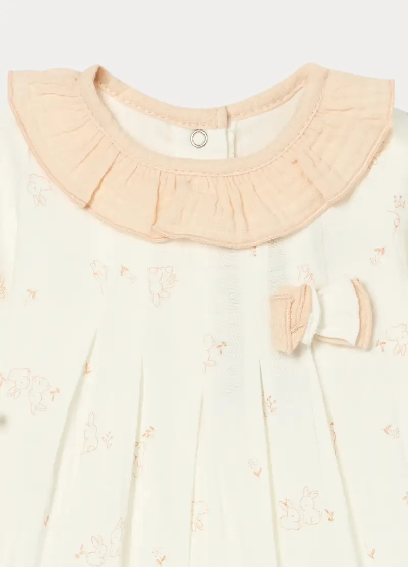 Tutina In Cotone Misto Viscosa Di Bamboo Neonata, Bianco miniatura 3