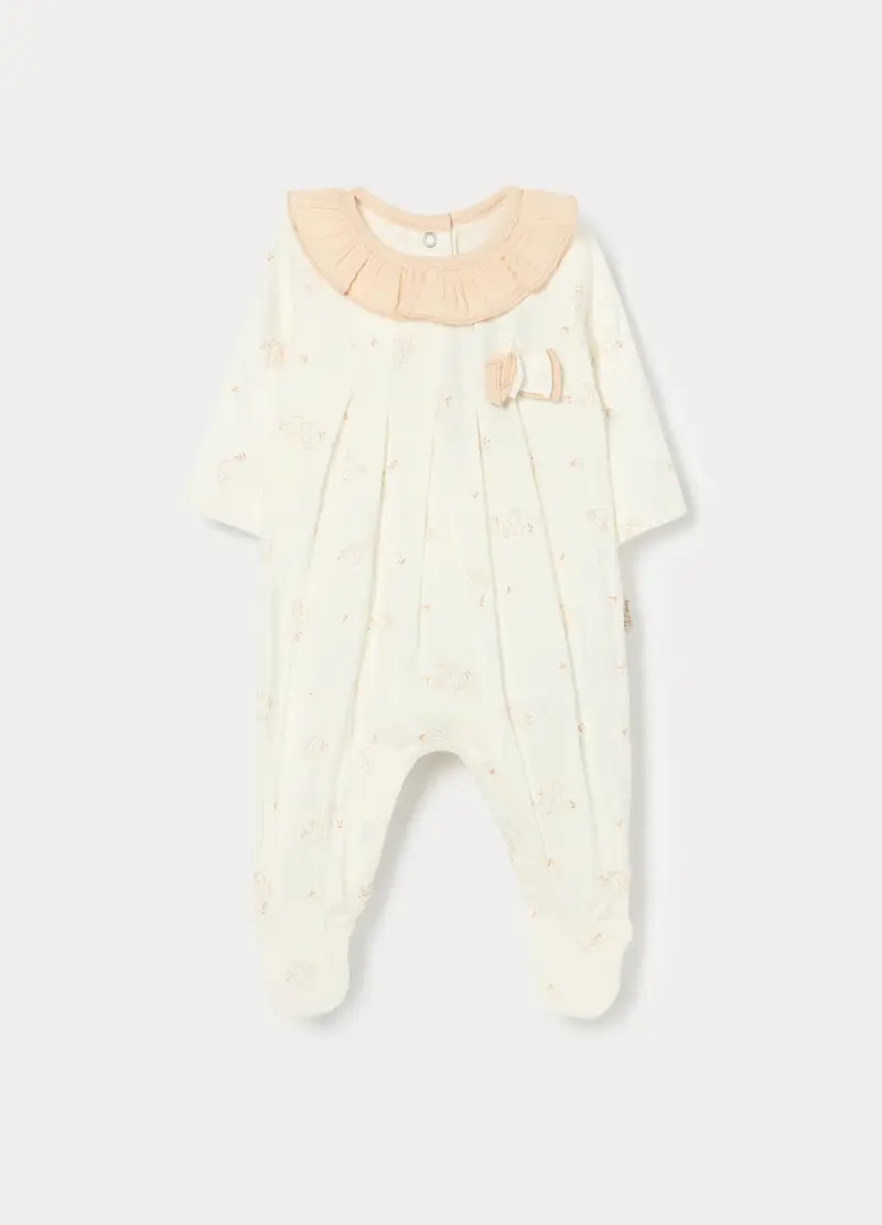 Tutina In Cotone Misto Viscosa Di Bamboo Neonata, Bianco