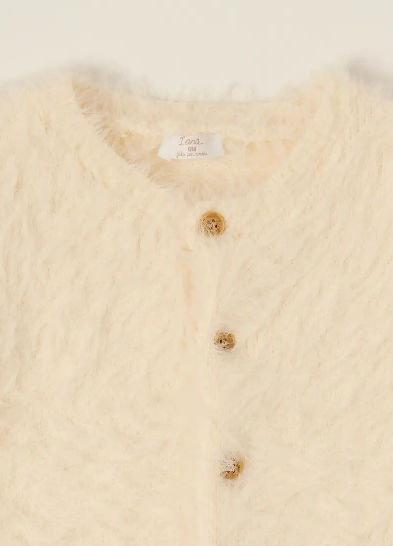 Tutina In Eco Fur Iana, Neonato, Bianco panna miniatura 3
