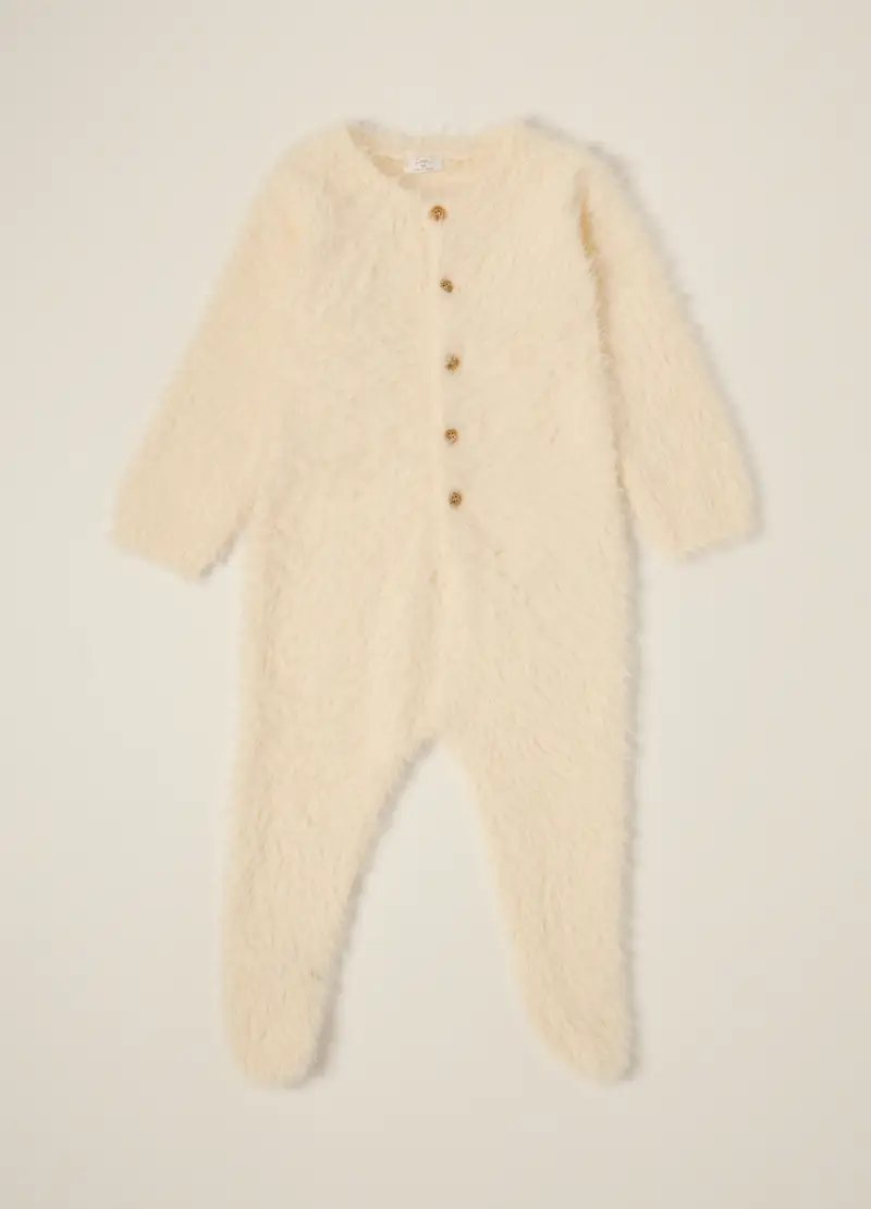 Tutina In Eco Fur Iana, Neonato, Bianco panna