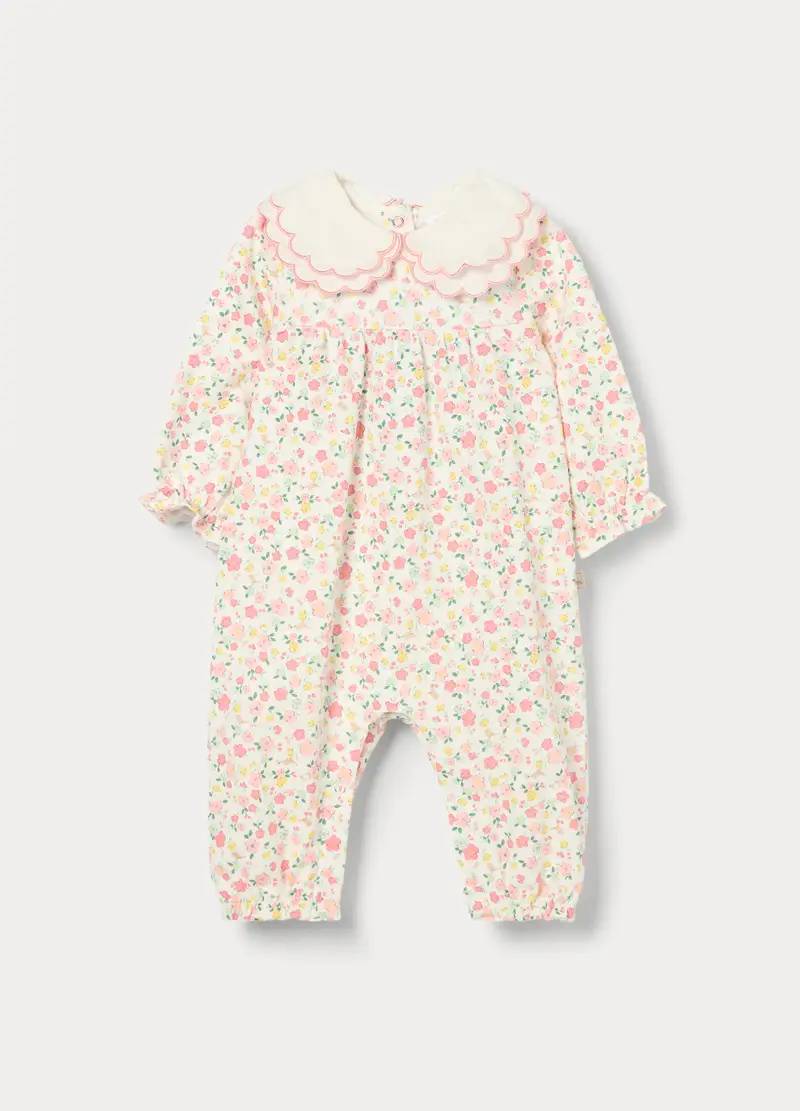 Tutina In French Terry Di Cotone Stretch Neonata, Bianco