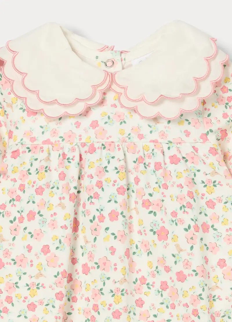 Tutina In French Terry Di Cotone Stretch Neonata, Bianco miniatura 3