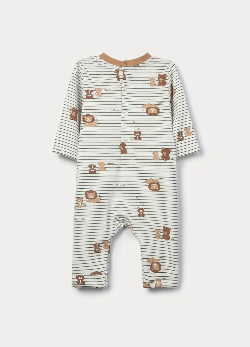 Tutina In French Terry Di Cotone Stretch Neonato, Bianco miniatura 2