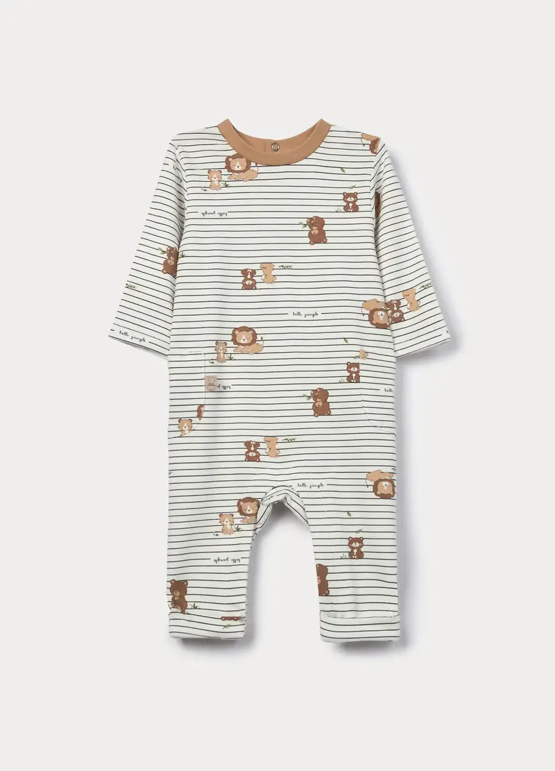 Tutina In French Terry Di Cotone Stretch Neonato, Bianco