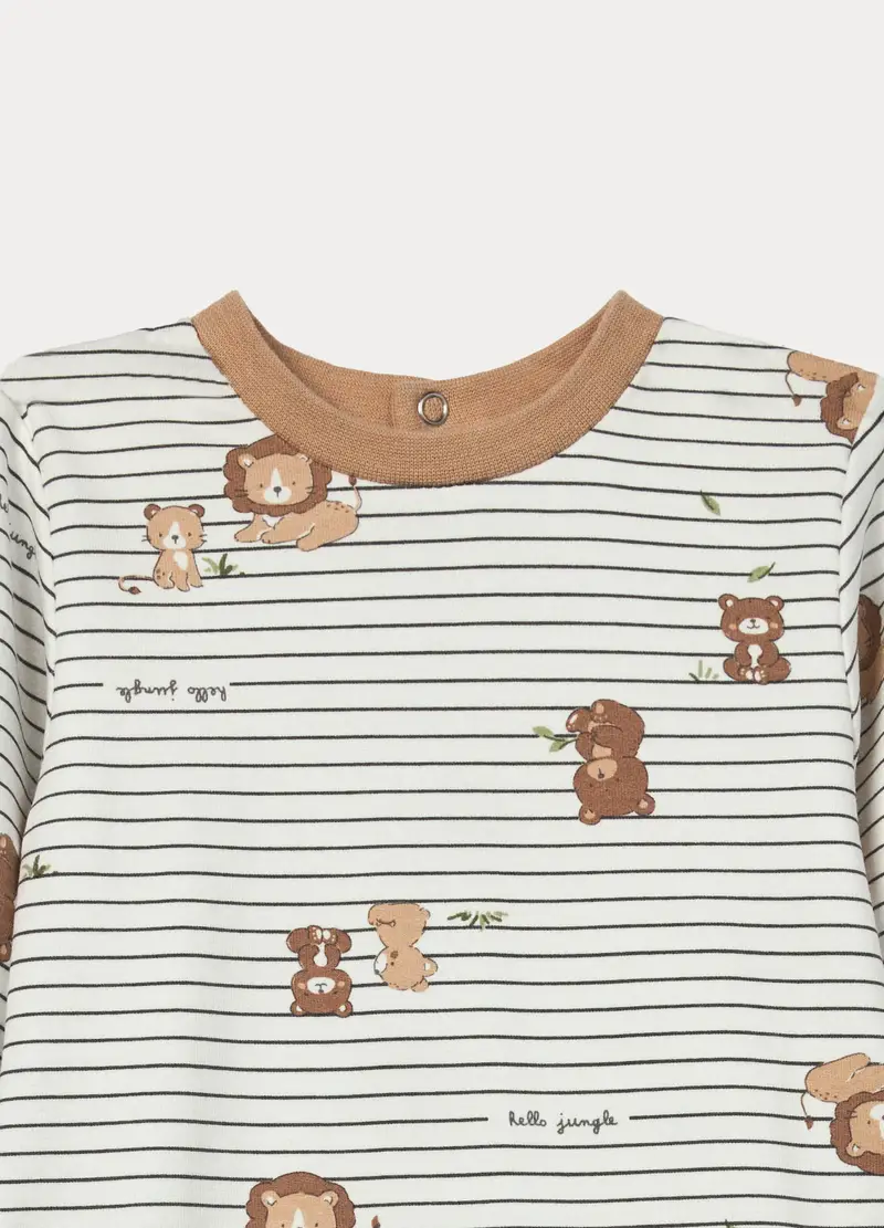 Tutina In French Terry Di Cotone Stretch Neonato, Bianco miniatura 3