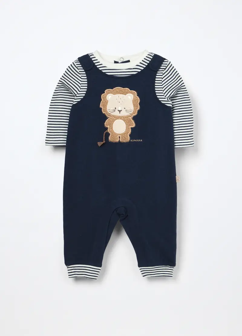 Blukids, Tutina In French Terry Di Cotone Stretch Neonato, Blu scuro, Taglia: 0-1